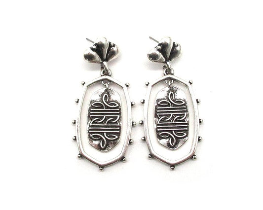 Western Oval Boot Stitch Dangle Earring