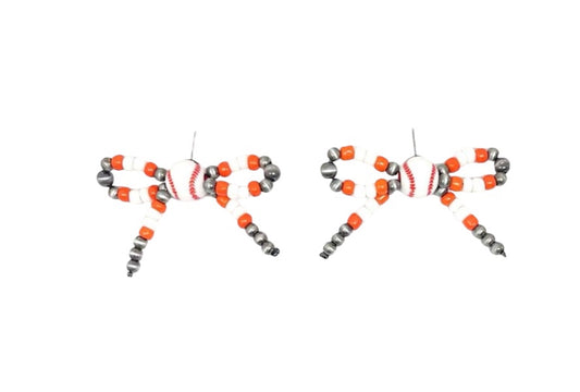 Ribbon Game Day Baseball Pearl Earring