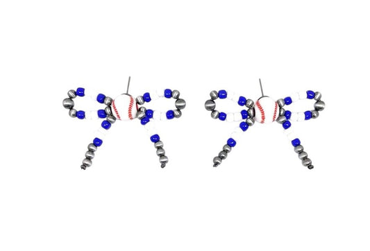 Ribbon Game Day Baseball Pearl Earring