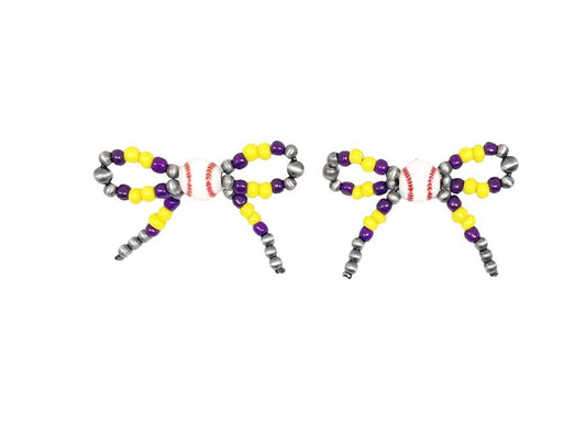 Ribbon Game Day Baseball Pearl Earring