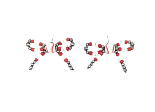 Ribbon Game Day Baseball Pearl Earring