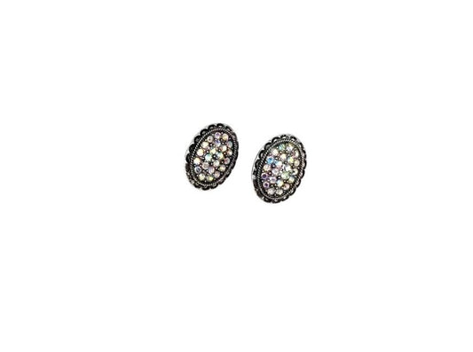 Western Small AB Oval Concho Earring