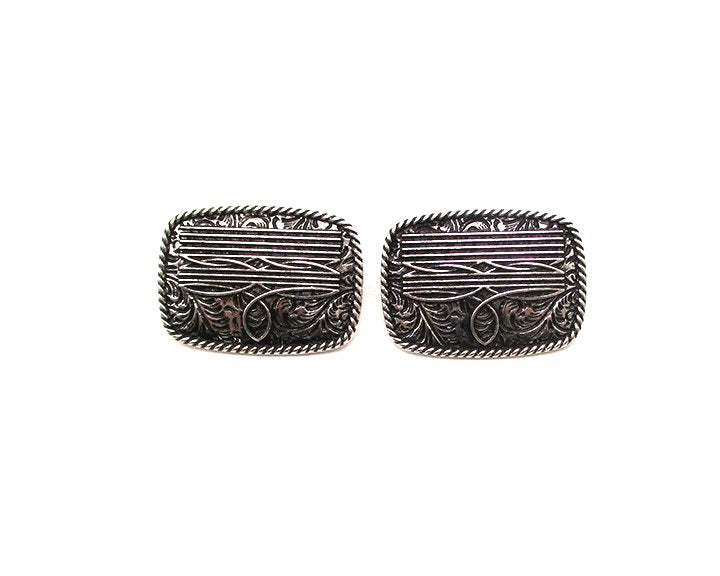 Western Rectangle Boot Stitch Post Earring