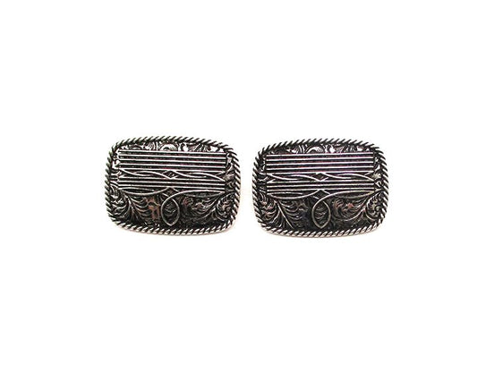 Western Rectangle Boot Stitch Post Earring