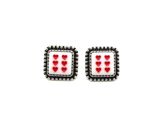Heart Dice Post Earring