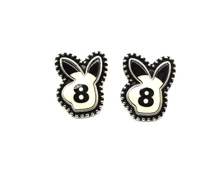 Eight Ball Bunny Post Earring