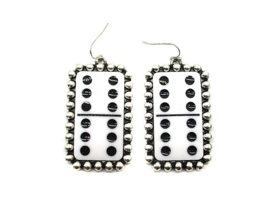 White Domino Dangle Earring