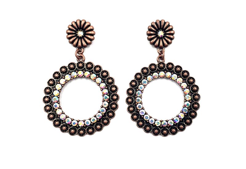 Western Round AB Stone Dangle Earring