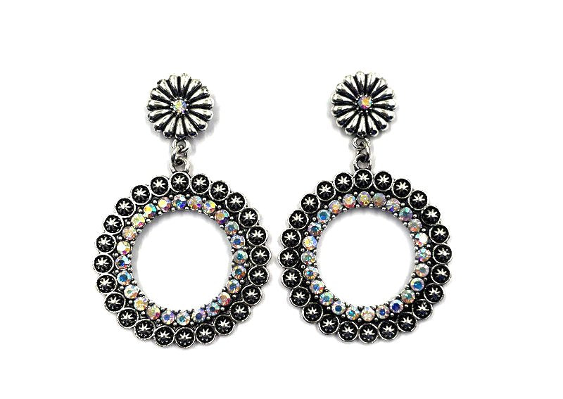 Western Round AB Stone Dangle Earring