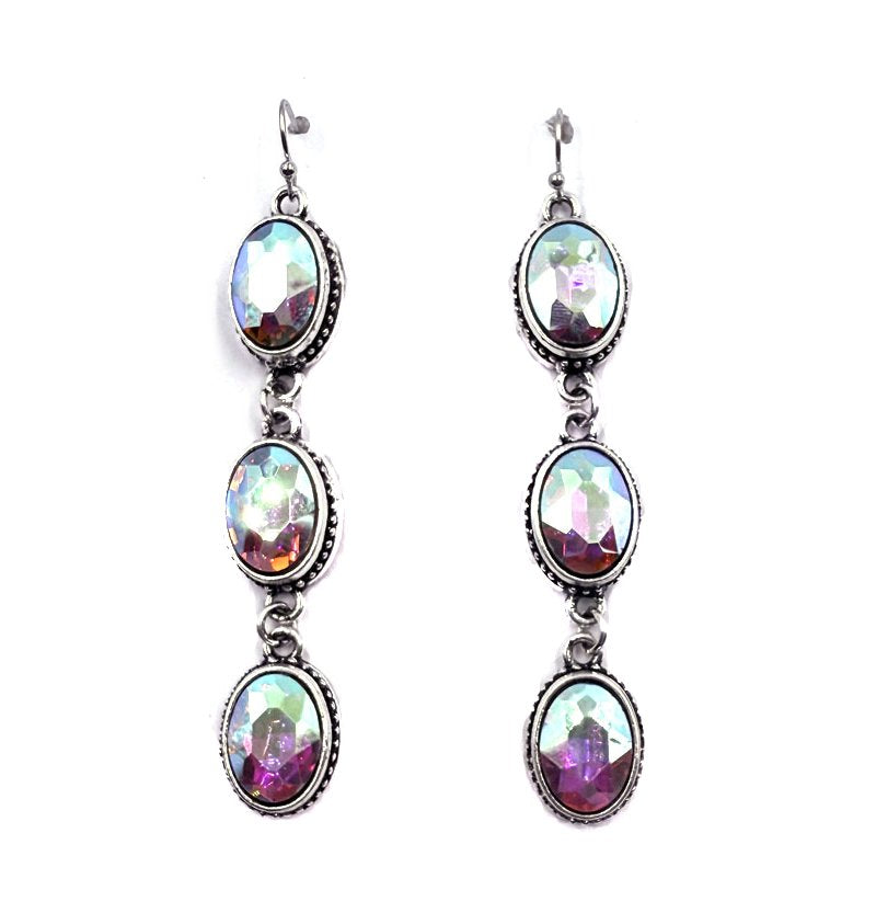 Western Oval Turquoise Stone 3 Dangle Earring