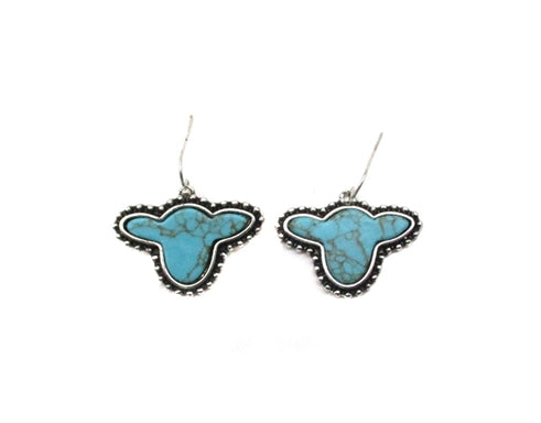 Western Turquoise Cowhead Dangle Earring