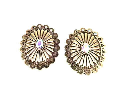 Western Concho AB Stone Post Earring