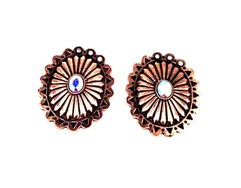 Western Concho AB Stone Post Earring