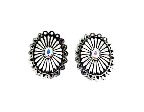 Western Concho AB Stone Post Earring