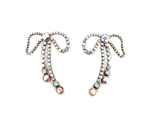 Crystal Ribbon Post Earring