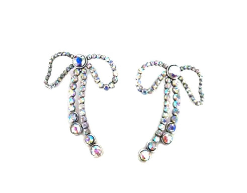 Crystal Ribbon Post Earring