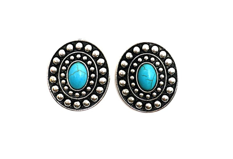 Western Oval Concho Post Earring