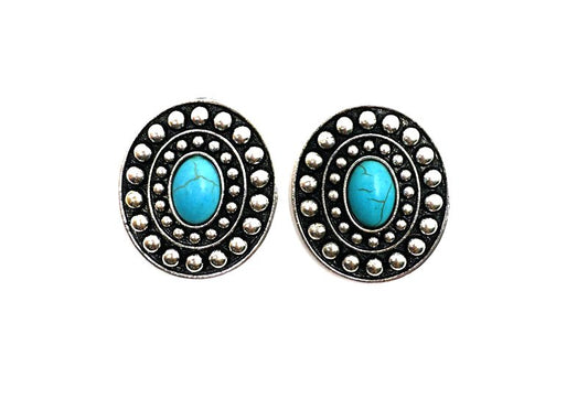 Western Oval Concho Post Earring