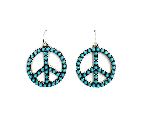 Western 1" Bubble Stone Peace Sing Earring
