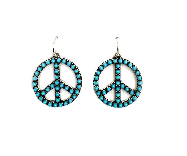 Western 1" Bubble Stone Peace Sing Earring