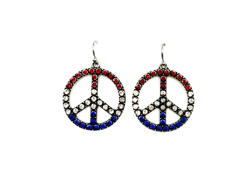 USA Peace Sign Dangle Earring