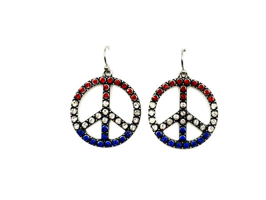 USA Peace Sign Dangle Earring