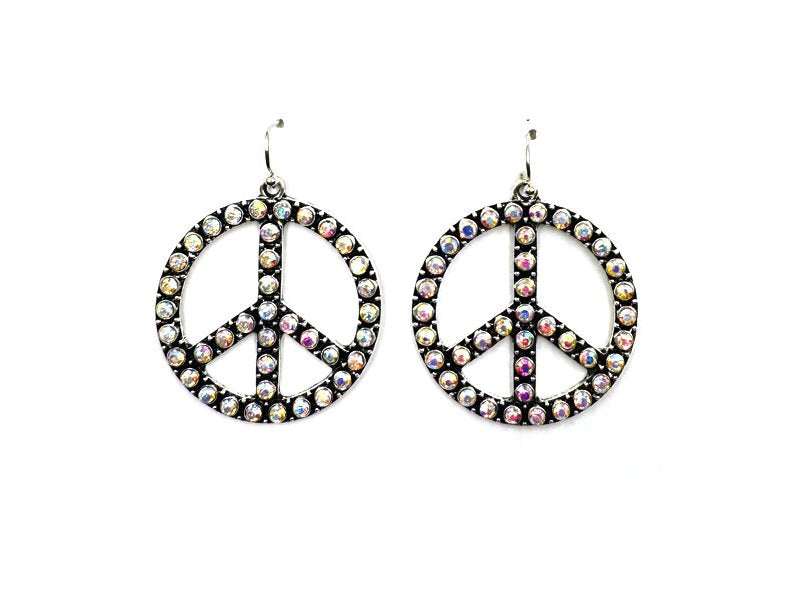 Western 1.5" Turquoise Bubble Peace Sign Earring