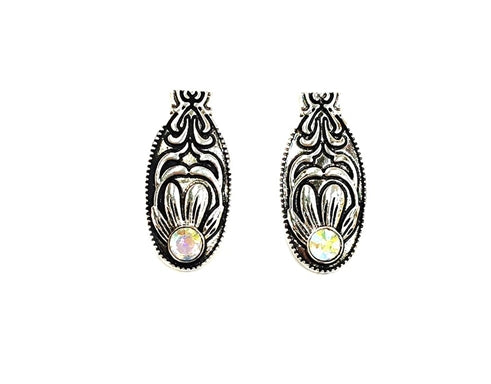 Western Etched Oval Post Earring