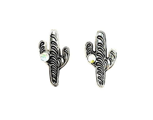 Western Etched Cactus Post Earring