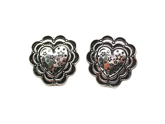 Western Etched Heart Post Earring