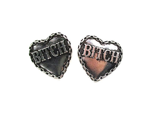 Western Heart B*tch Engraved Post Earring