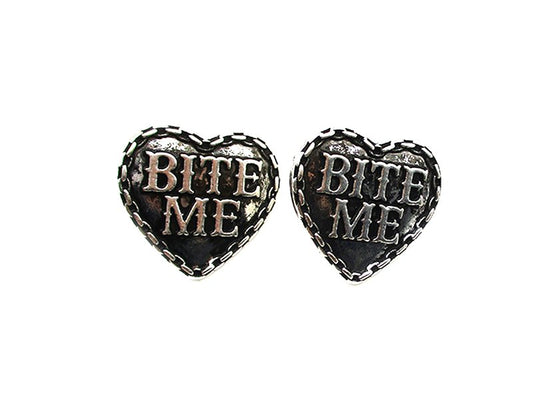 Western Heart Bite Me Engraved Post Earring