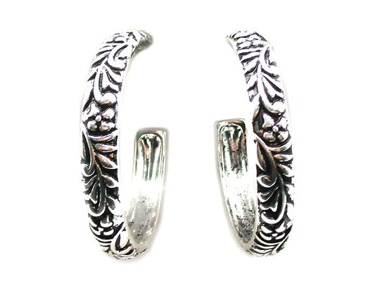 Western Metal Engraved Hoop Earring