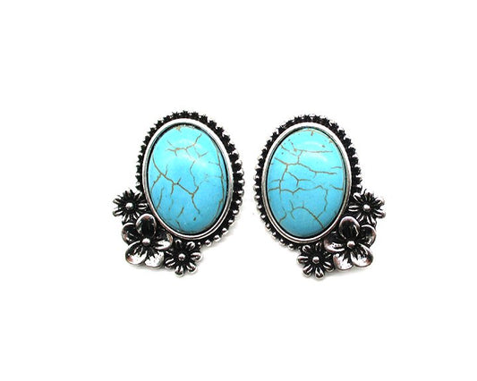 Western Oval Turquoise Post Earring