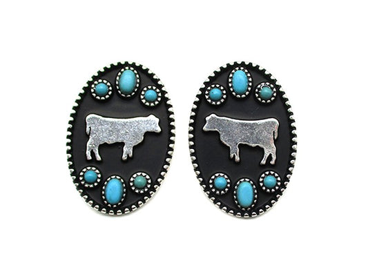 Western Cow Silhouette Post Earring