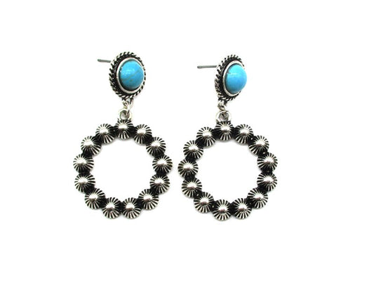 Western Round Turquoise Dangle Earring