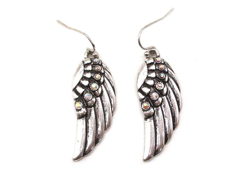 Feather Wing AB Stone Dangle Earring