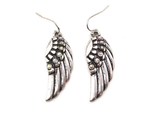 Feather Wing AB Stone Dangle Earring