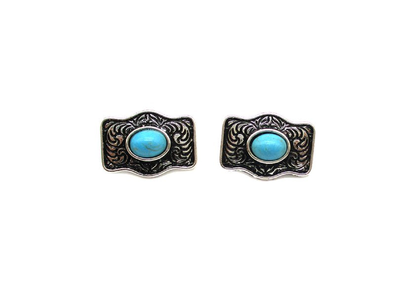 Western Small Belt Buckle Post Earring