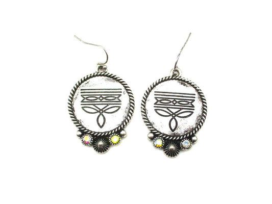 Western Boot Stitch Round Dangle Earring