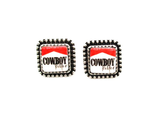 Western Cowboy Portrait Post Earring