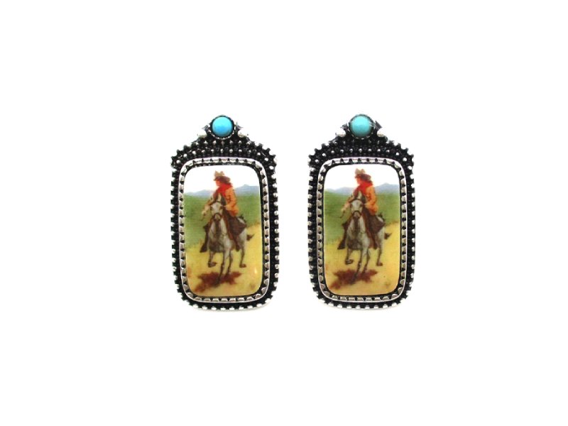 Western Theme Portrait Post Earring