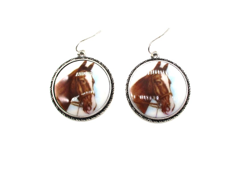 Western Horse Portrait Dangle Earring