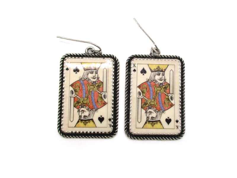 Vintage Spade King Card Dangle Earring