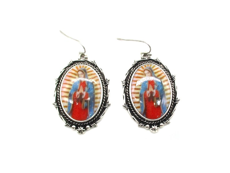 Oval Lady Guadalupe Dangle Earring