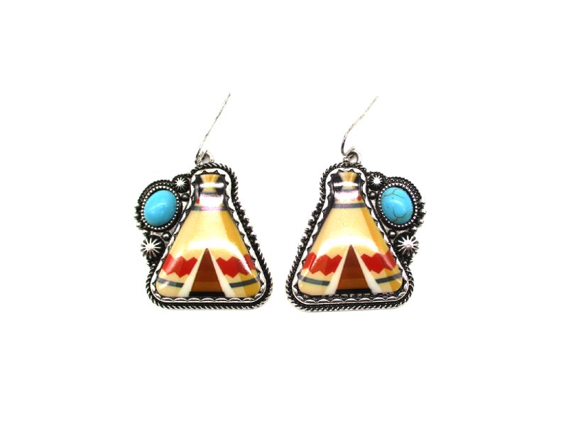 Western Tipi Turquoise Dangle Earring
