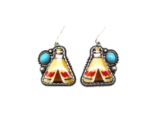 Western Tipi Turquoise Dangle Earring