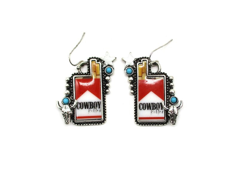 Western Cowboy Killer Cigarette Dangle Earring