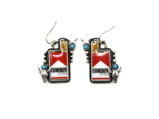 Western Cowboy Killer Cigarette Dangle Earring