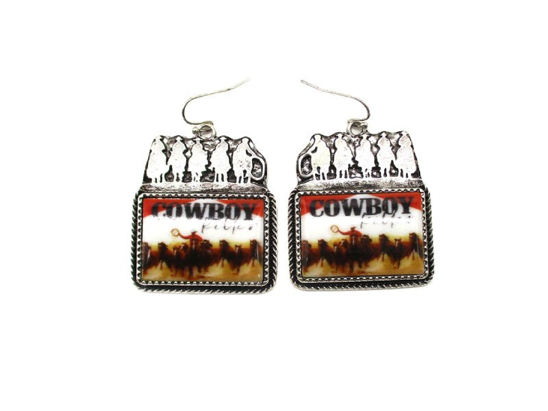 Western Cowboy Killer Portrait Dangle Earring